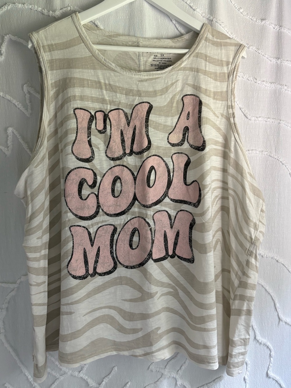 Grayson Threads I’m A Cool Mom Tank Top 3X Zebra Graphic Cotton Modal Plus Size